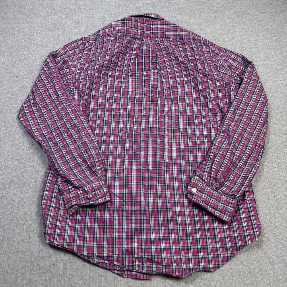 Ralph Lauren Button-Down Shirt Mens M Pink Plaid Long Sleeve Cotton Embroidered